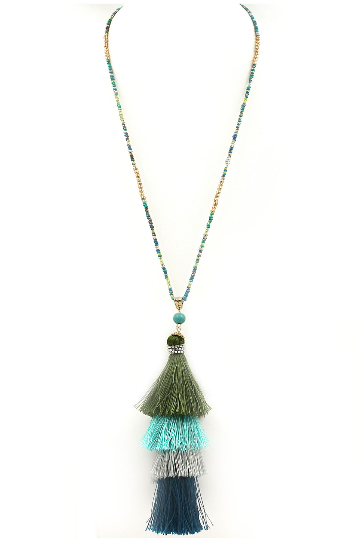 Seed Bead Cotton Tassel Necklace Necklaces