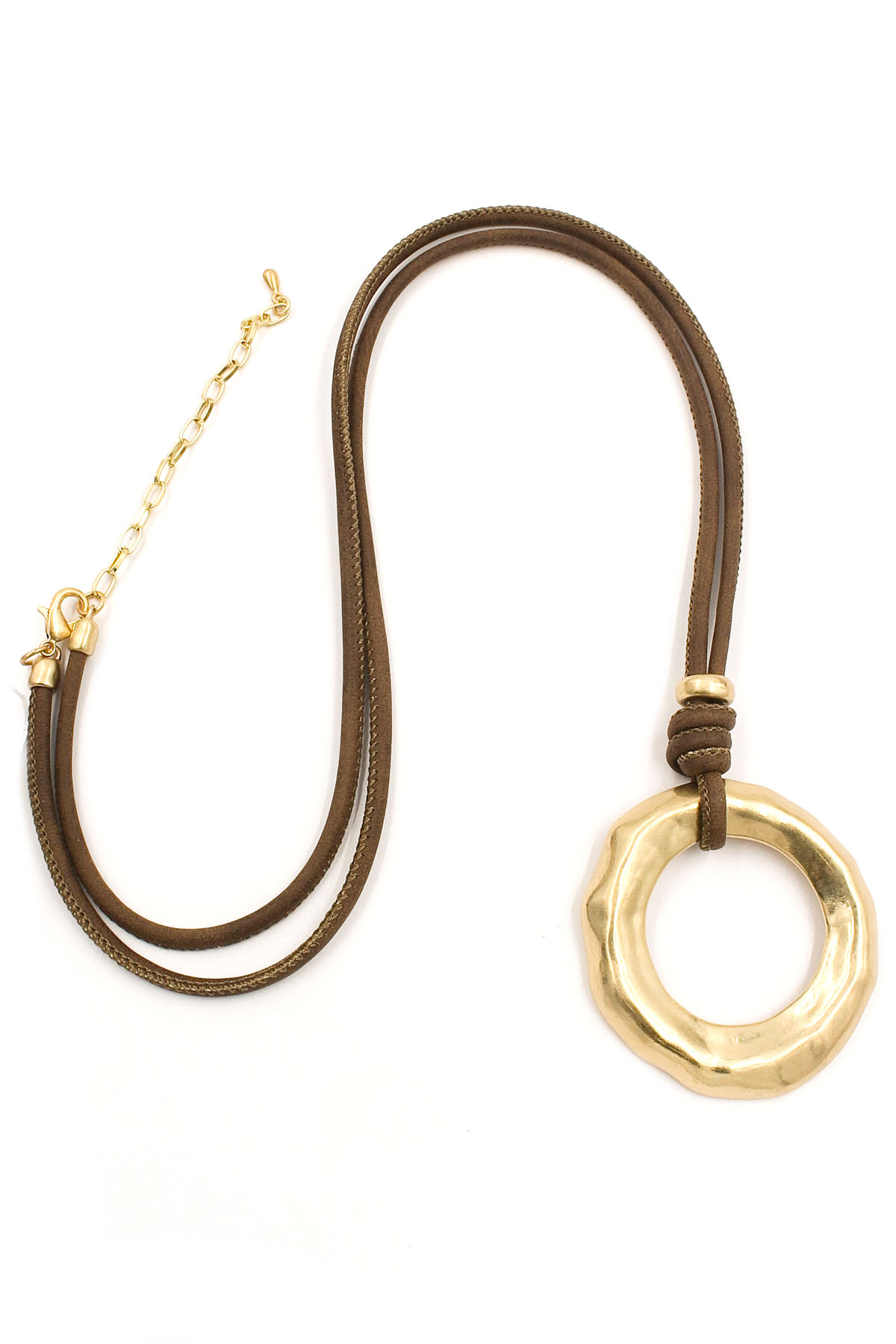 Hammered Metal Ring Pendant Necklace Necklaces