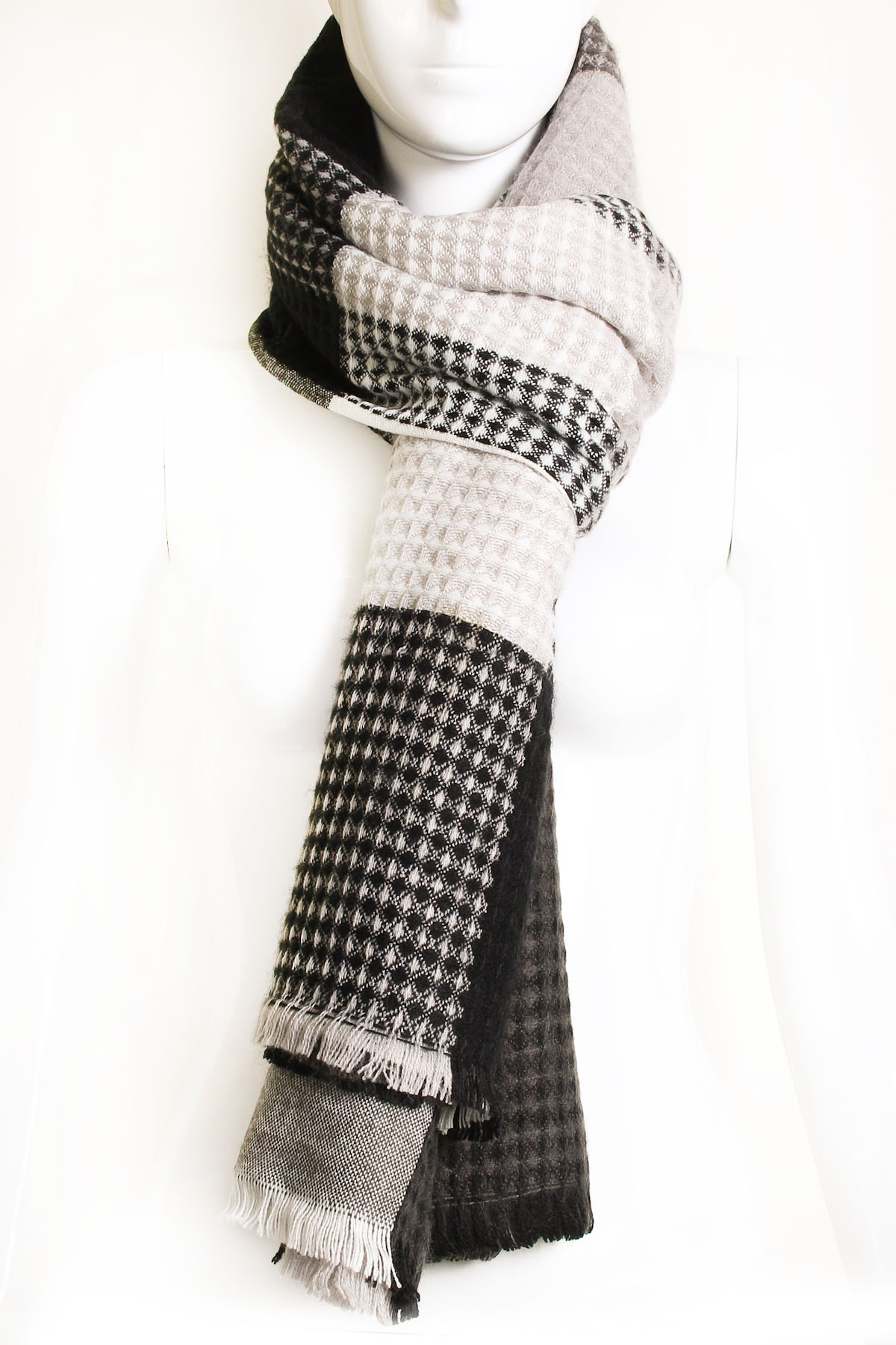 Checkered Waffle Textured Scarf Scarves