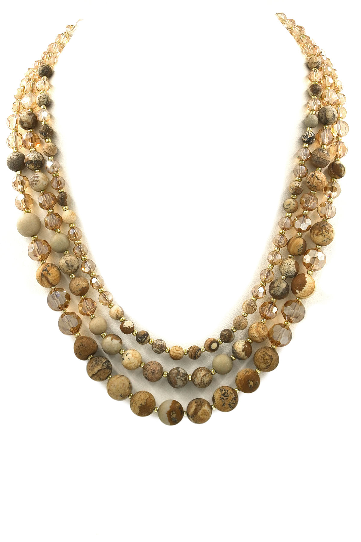 Faceted Bead Semi-Precious Stone Necklace - Necklaces