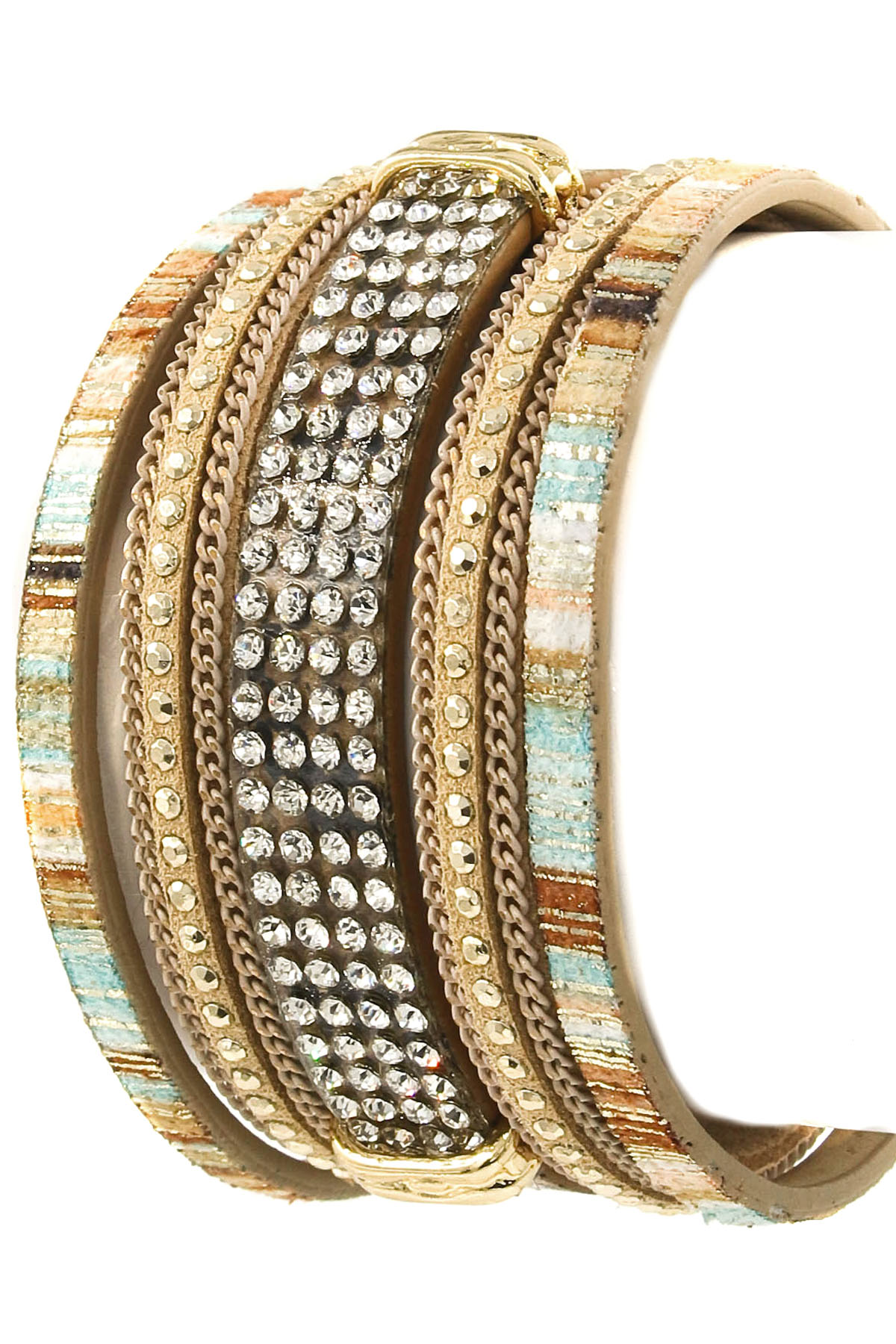 Faux Leather Rhinestone Wrap Bracelet Bracelets