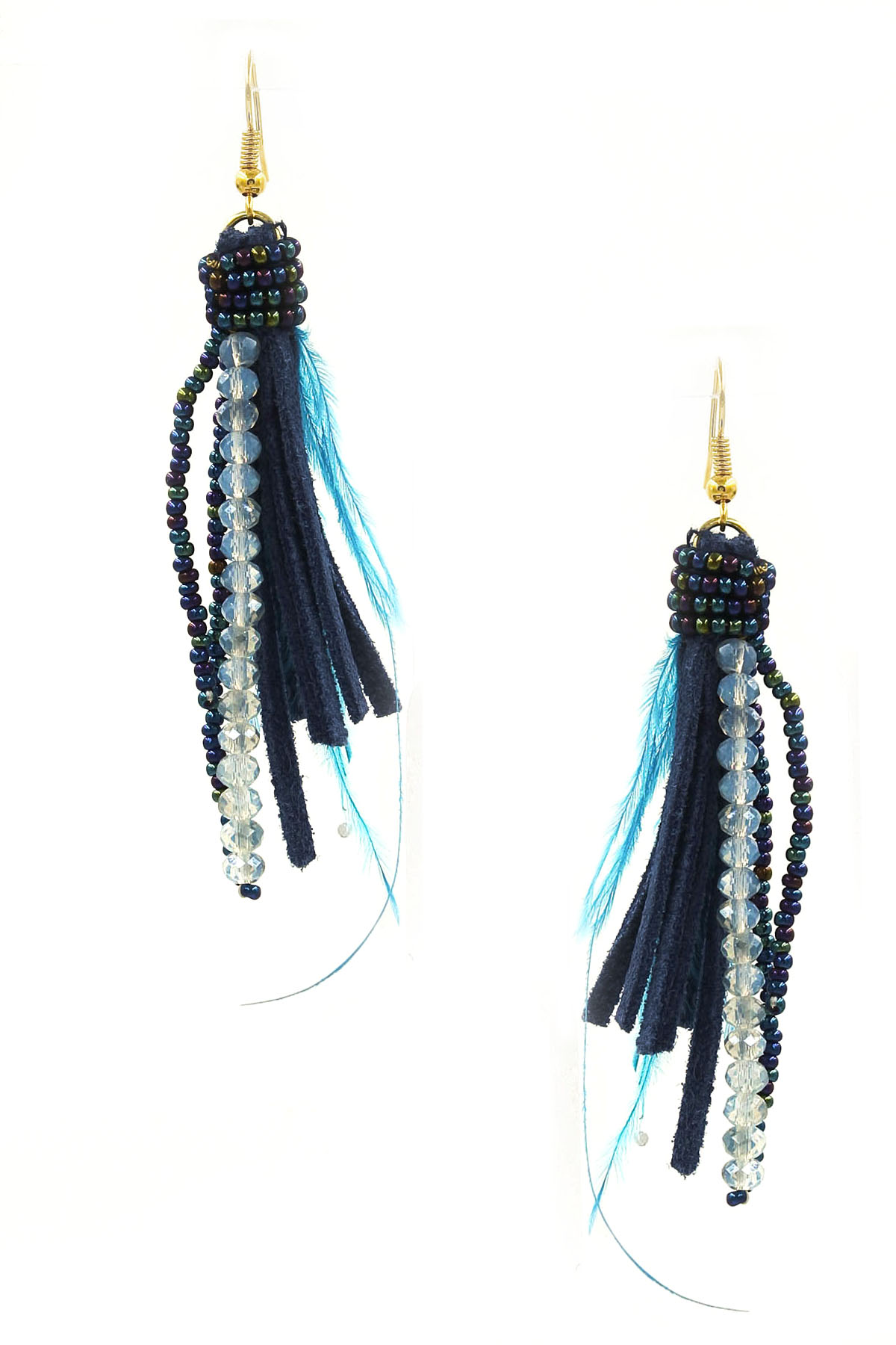 Seed Bead/Feather Tassel Earrings