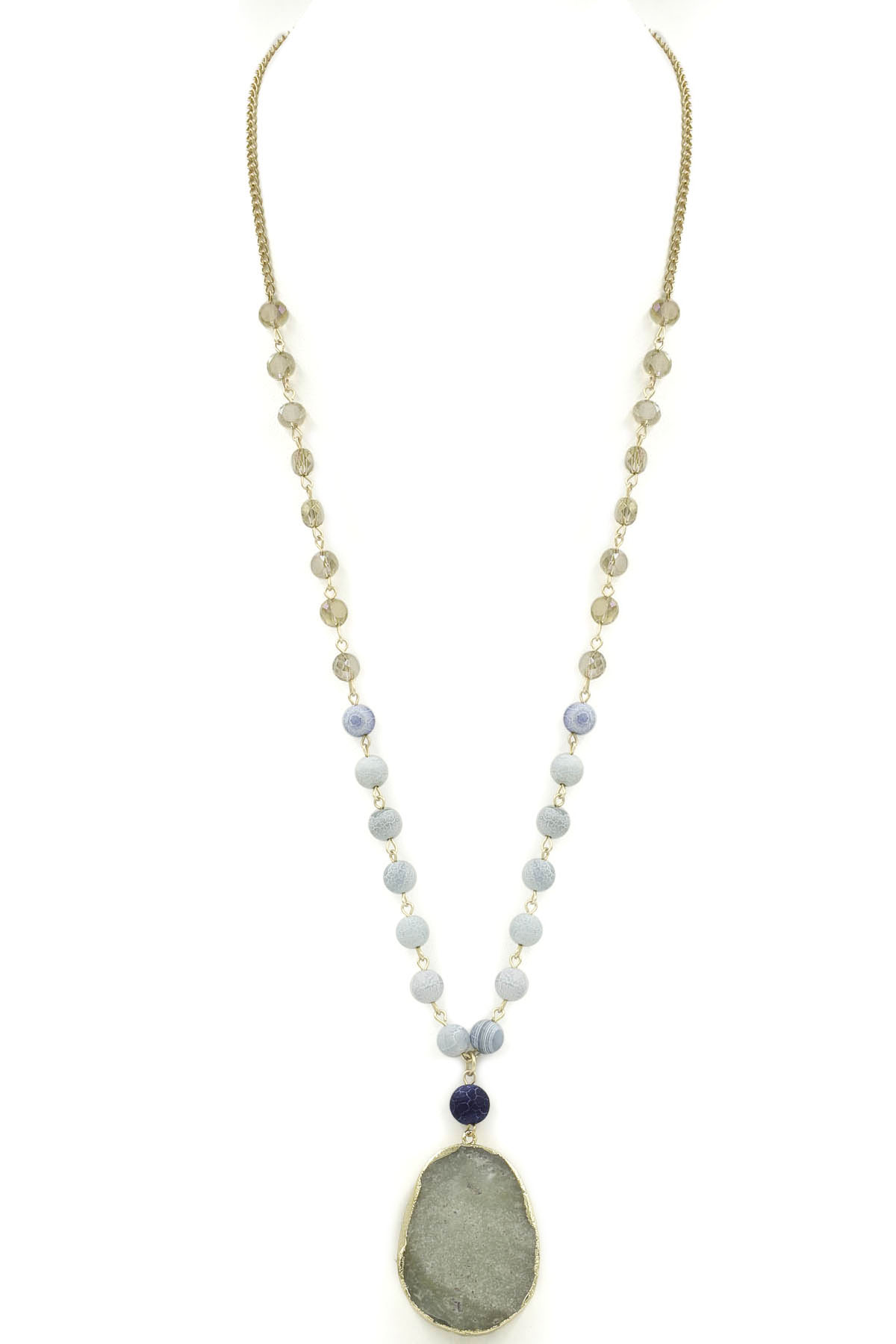 Teardrop Stone Pendant Long Necklace Necklaces