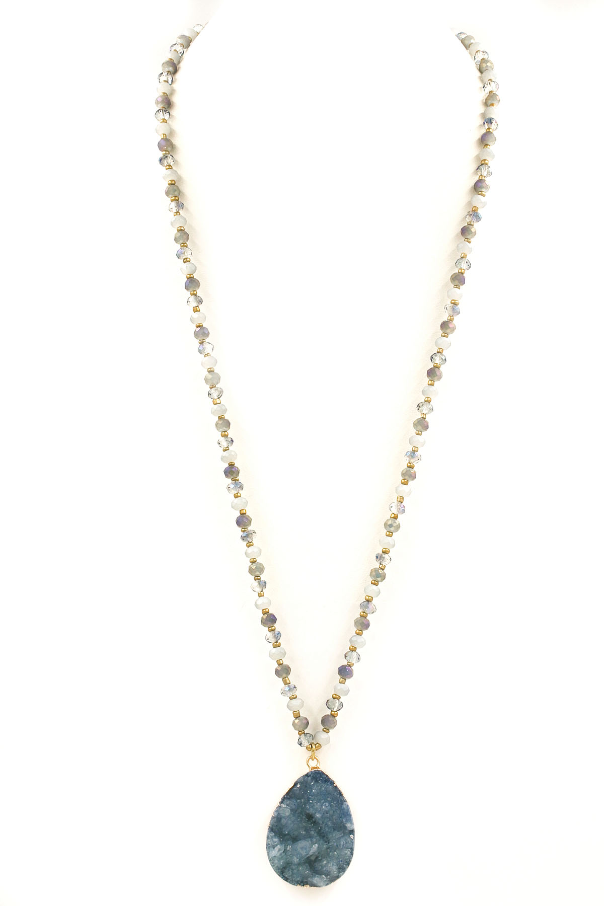 Stone Teardrop Pendant Long Necklace Necklaces