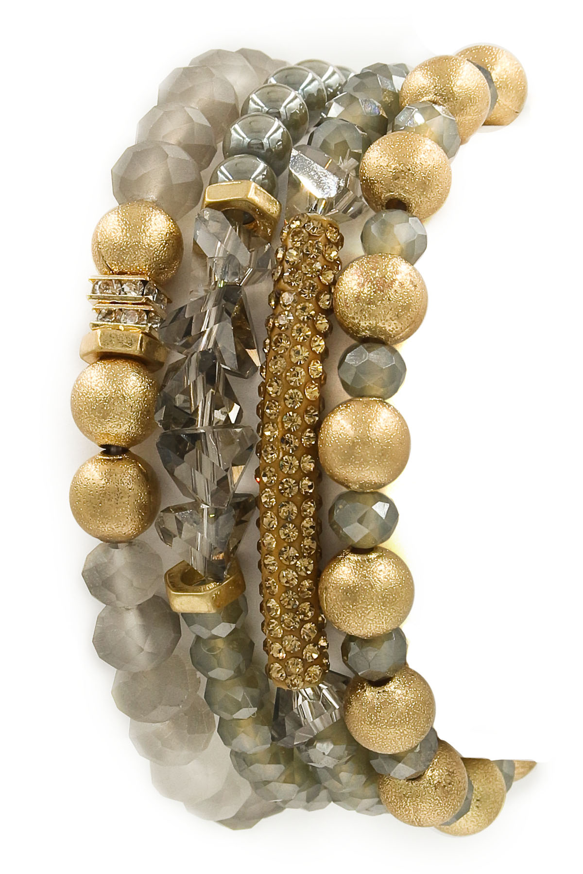 Faceted Bead Pave Bracelet Set Bracelets