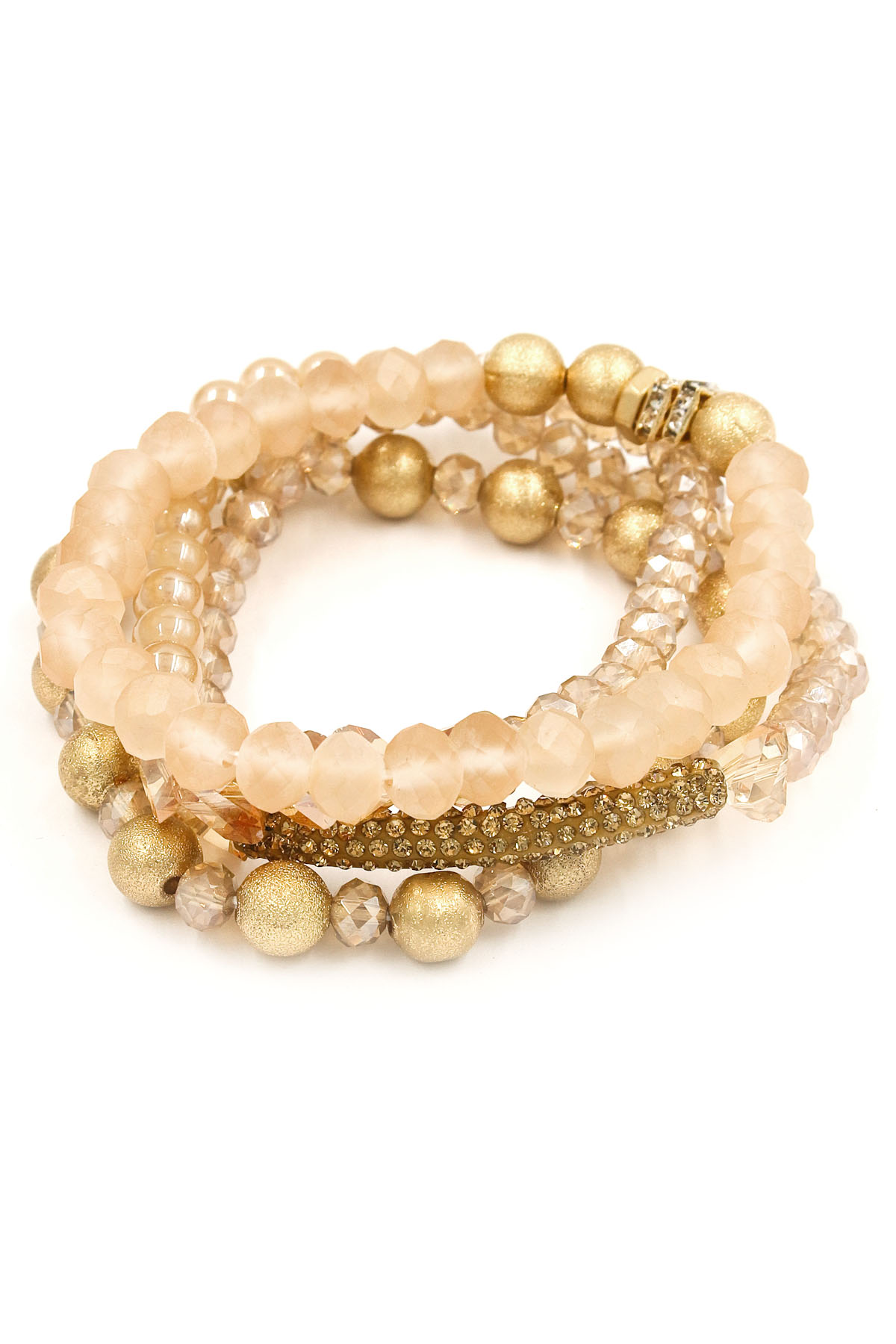 Faceted Bead Pave Bracelet Set Bracelets