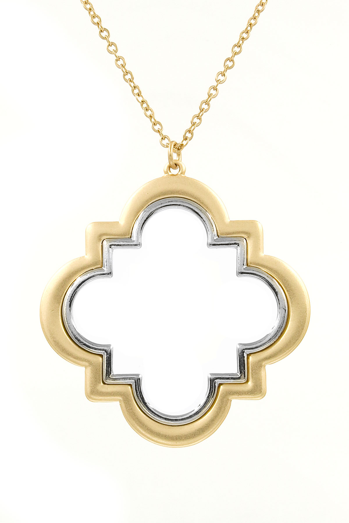 Metal Quatrefoil Sqaure Pendant Necklace Necklaces