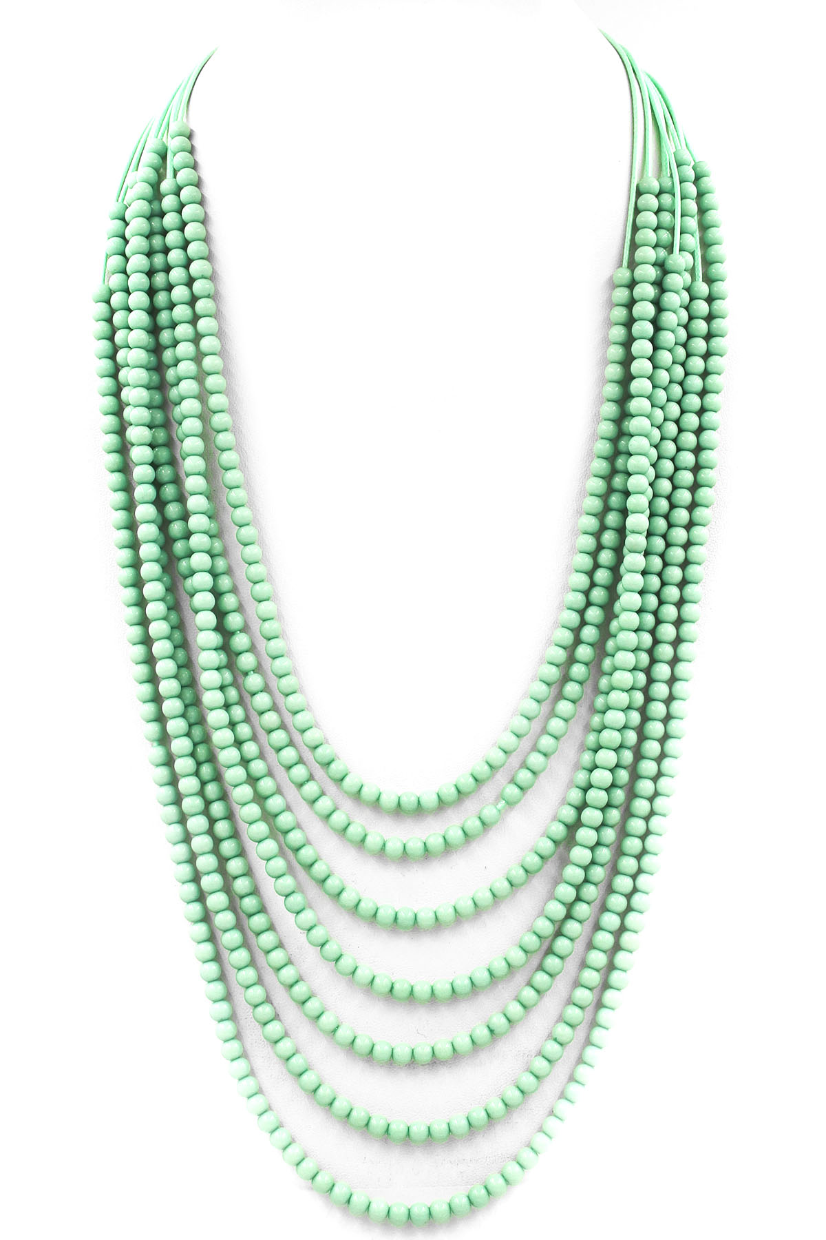 Layered Acrylic Bead Wax Cord Necklace Necklaces