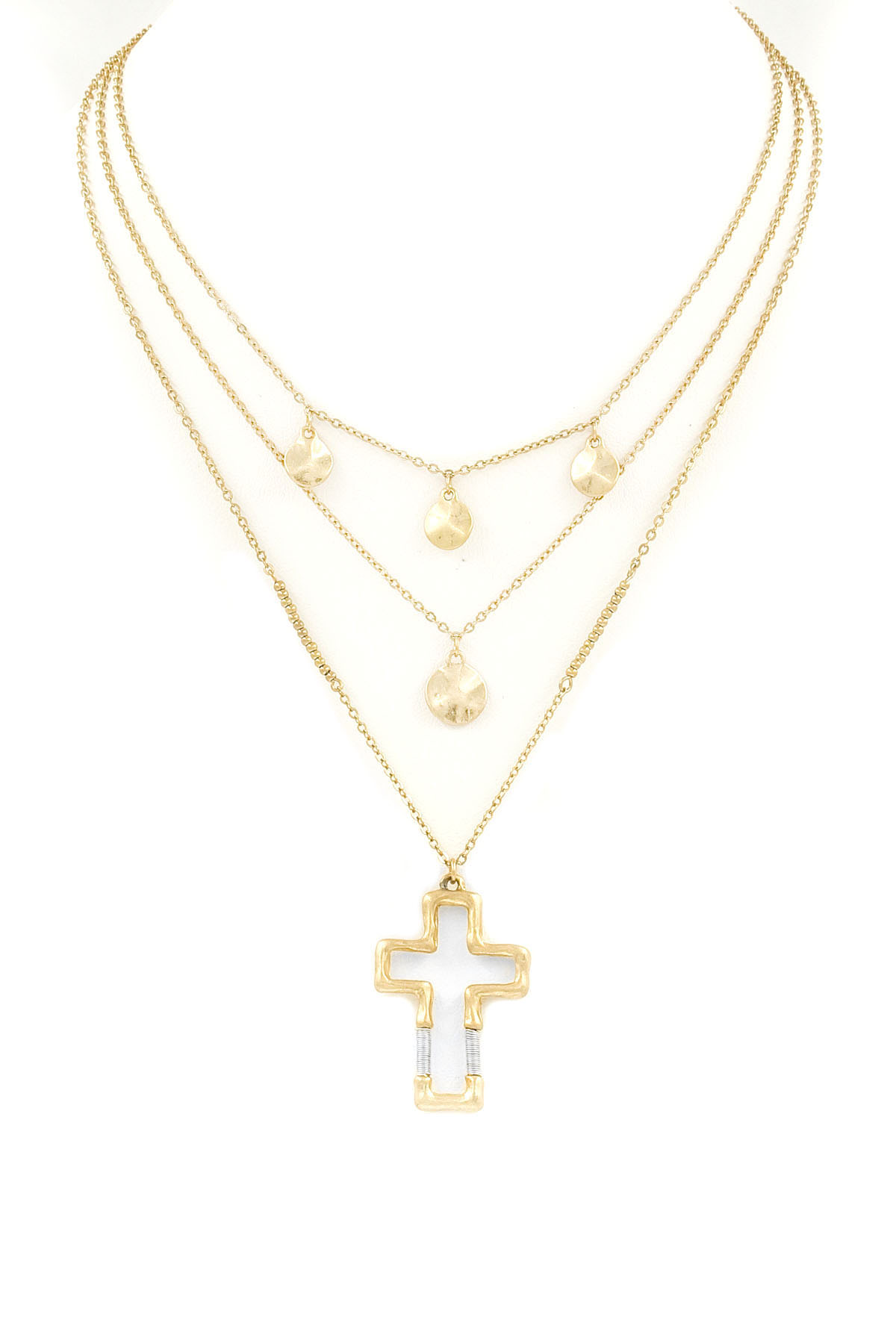 Cross Pendant Layered Necklace Necklaces