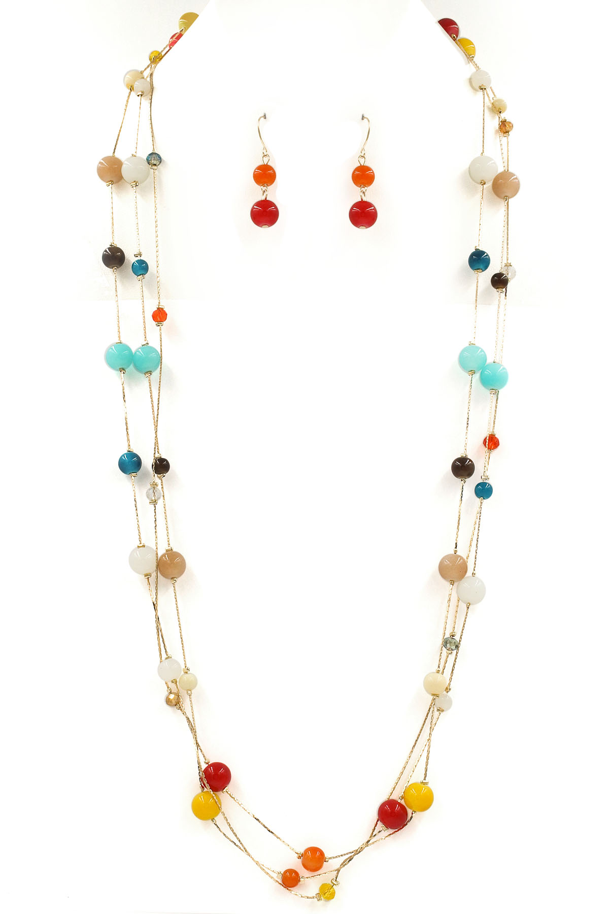 Glass Bead Station Necklace Set Necklaces