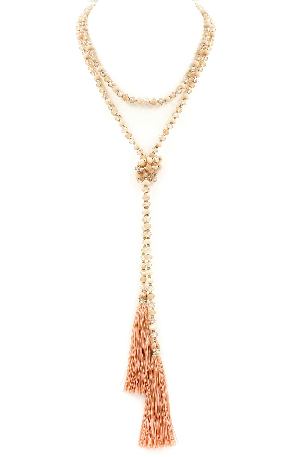 Glass Bead Tassel Lariat Necklace Necklaces
