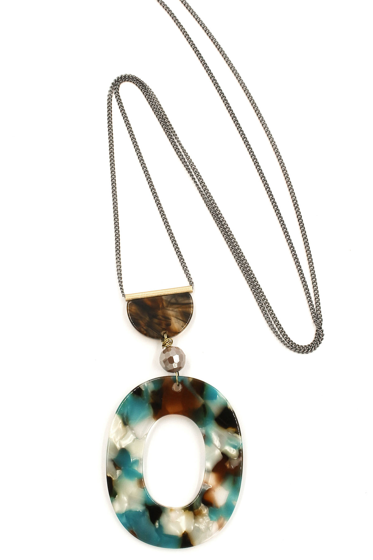 Oval Resin Pendant Necklace Necklaces