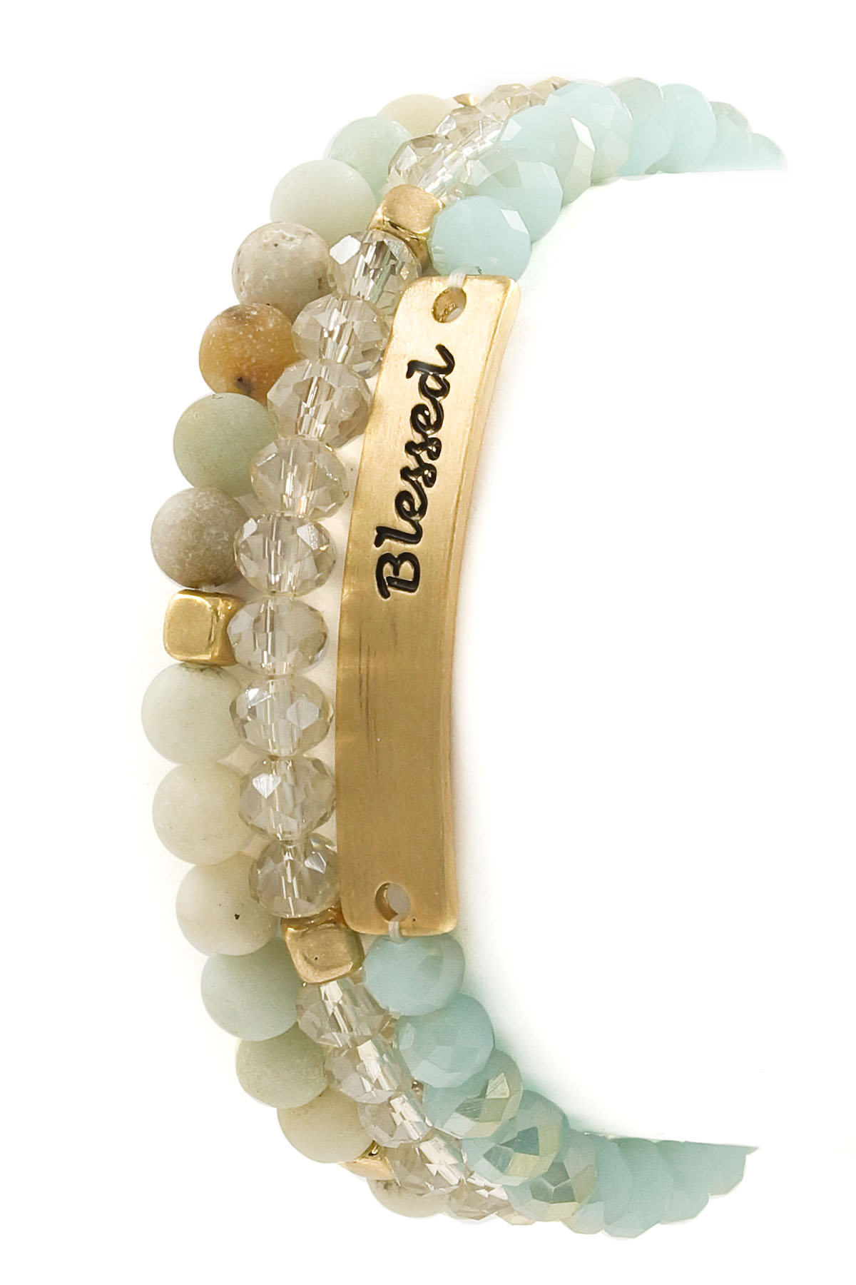Glass Bead 'BLESSED' Bracelet Set Bracelets