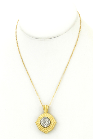 Gold Plated Rhinestone Pendant Necklace
