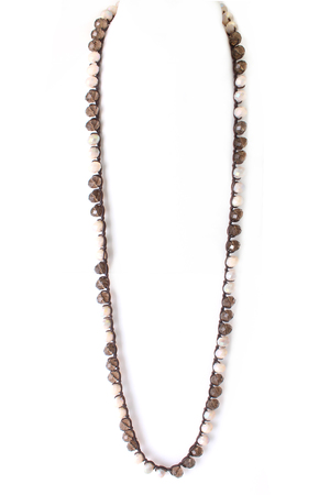 Glass Bead Long Crochet Necklace