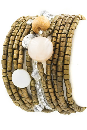 Assorted Wood Bead Bracelet Set