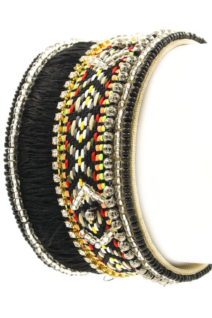 Bead/Textile Cuff Bracelet