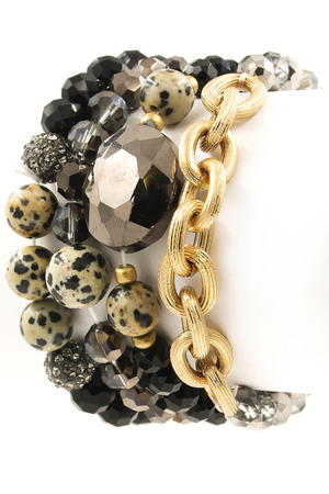 Faceted Bead Stone Bracelet Set