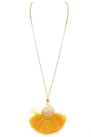 Cotton Tassel Spiral Pendant Necklace