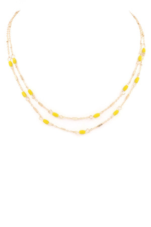 Layered Glass Tube Bead Necklace