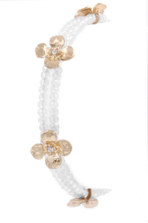 Glass Bead Flower Cuff Bracelet
