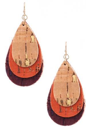 Layered Cork Drop Earrings