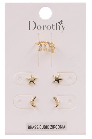 Brass Star Earrings Set