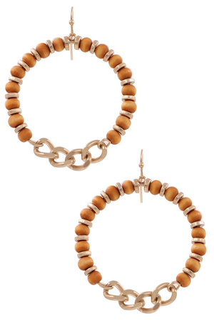 Wood Bead Chain Earrings