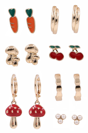 Cherry/Carrot Earrings Set