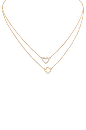 Brass Heart Layered Necklace
