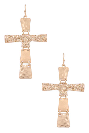 Metal Layered Cross Earrings