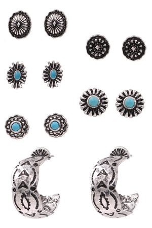 Metal Western Floral Earrings