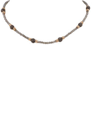 Pave Ball Faceted Bead Necklace