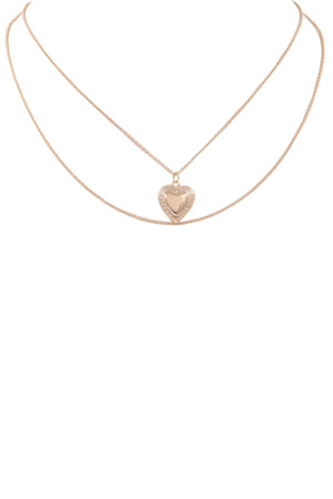 Heart Locket Layered 2-Piece Necklace Set