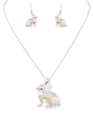 Easter Bunny Pendant Necklace Set