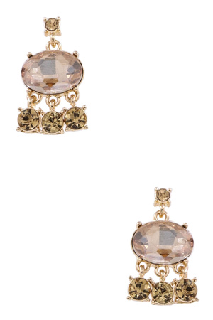 Metal Glass Jewel Drop Earrings