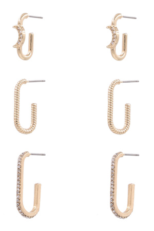 Rhinestone Paperclip Crescent Earrings