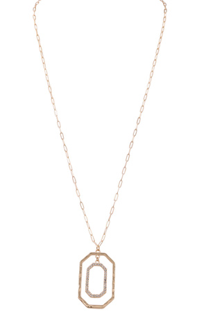 Octagon Rhinestone Pendant Chain Necklace