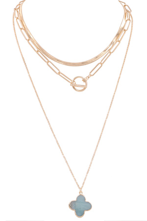 Metal Quatrefoil 3-Piece Necklace Set