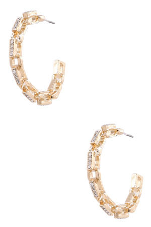 Chain Rhinestone Hoop Earrings