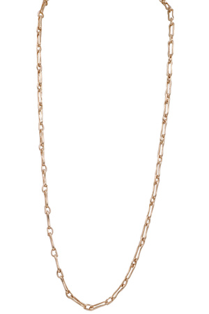 Metal Textured Organic Shape Chain Long Necklace