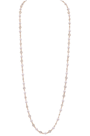 Cream Pearl Station Long Necklace