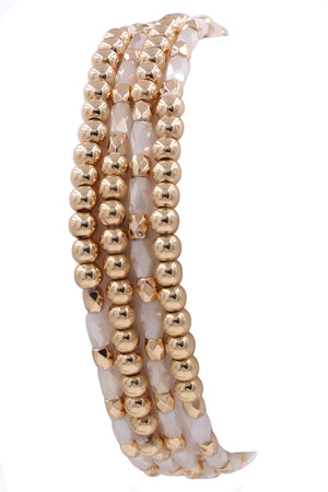 Faceted Bead Layered Strech Bracelet Set