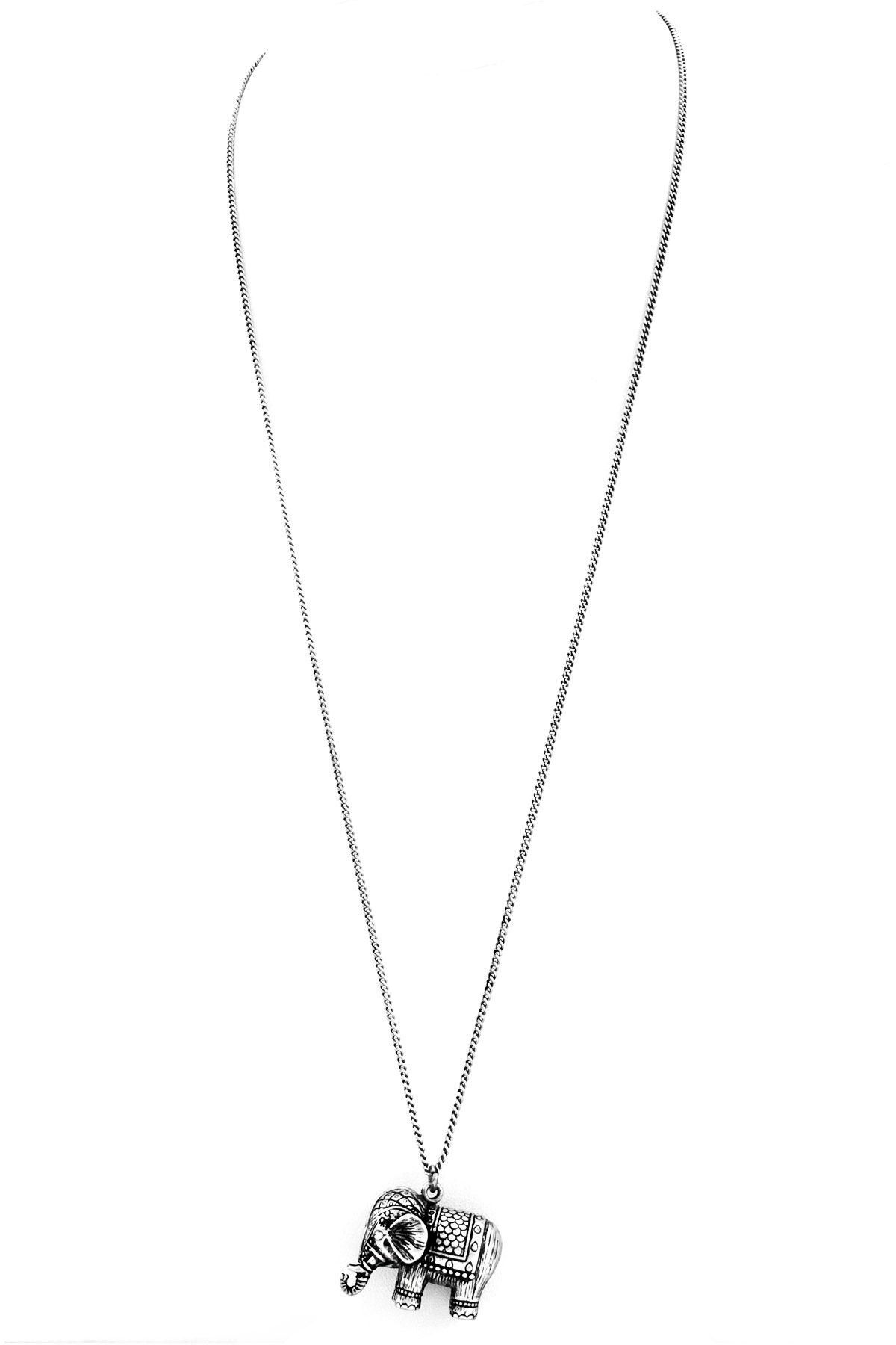 Metal Elephant Pendant Long Necklace - Necklaces