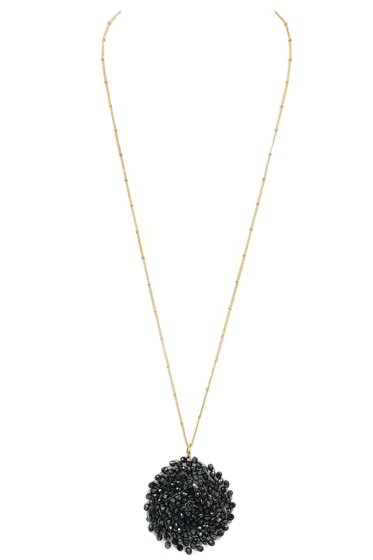 GOLD-BLACK Glass Bead Cluster Necklace - Necklaces
