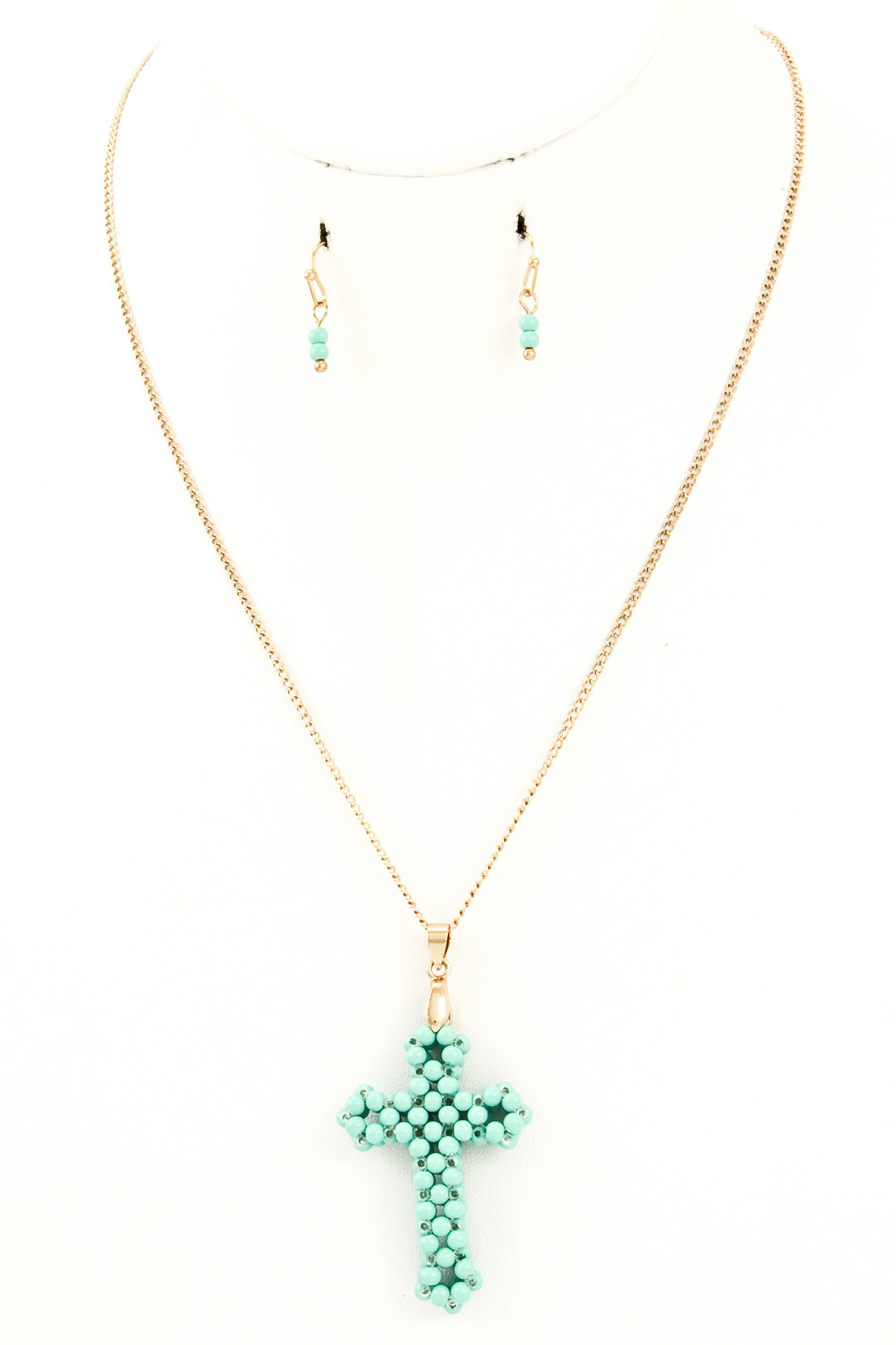 Beaded Cross Pendant Necklace - Necklaces