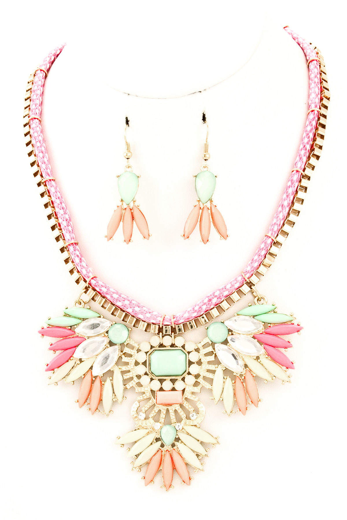 Rope and Chain Acrylic Necklace Set - Necklaces