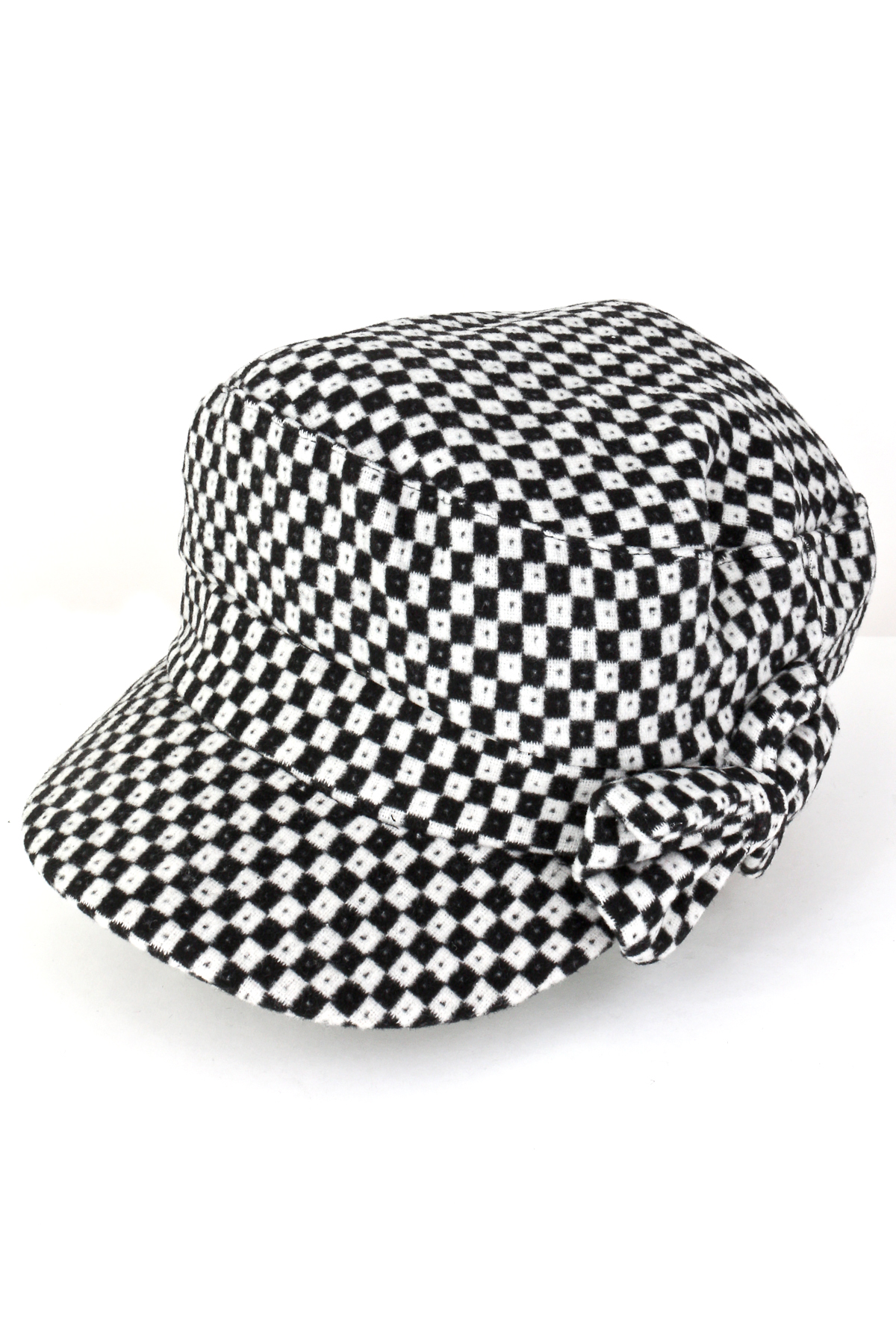black and white checkered hat
