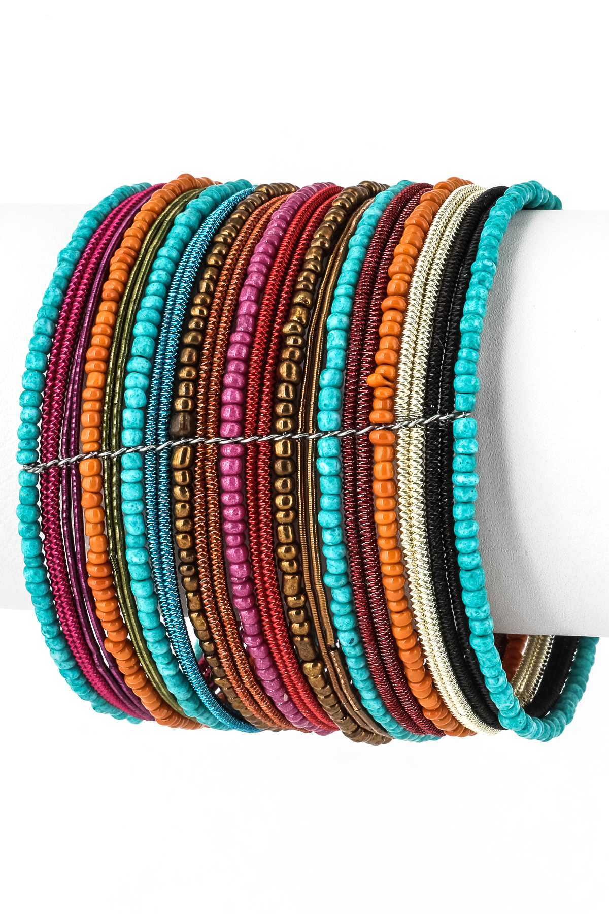 Multi Row Seed Bead Cuff Bracelet - Bracelets