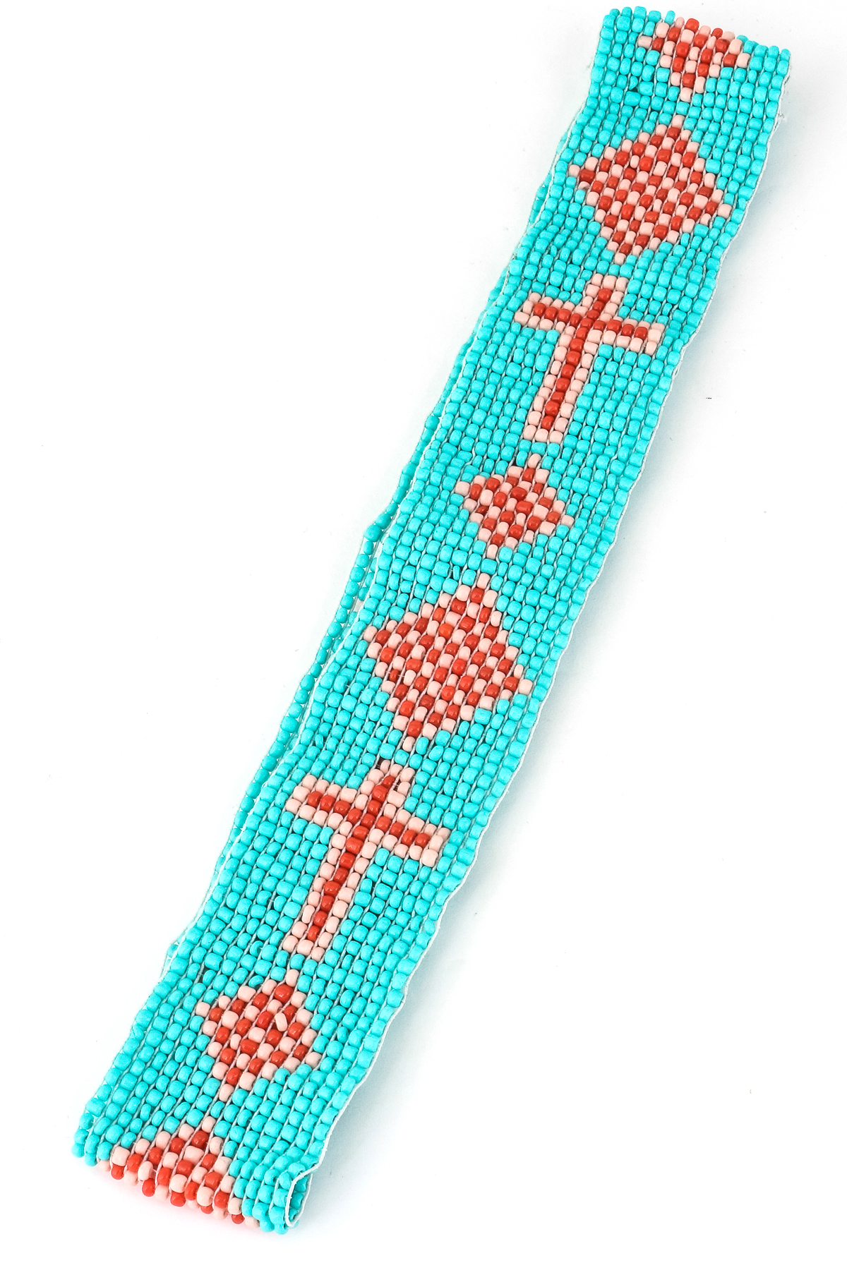Seed Bead Cross and Diamond Headband - Hair Accessories